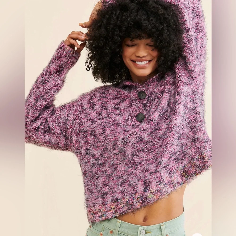 Free‎ People Purple Stellar V-Neck Sweater size Medium